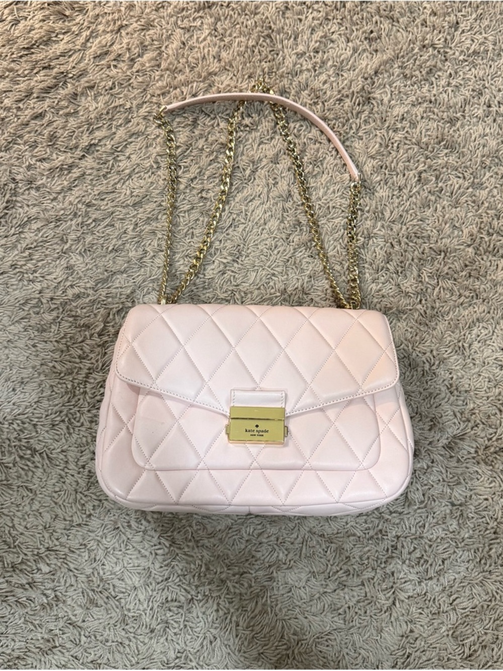 kate spade Quilted Light Pink Shoulder Bag with Gold Chain